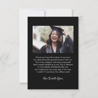 Carte De Remerciements Simple Stylish Heart Calligraphy Script Graduation