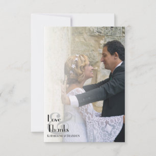 Carte De Remerciements Simple superposition photo Mariage de typographie