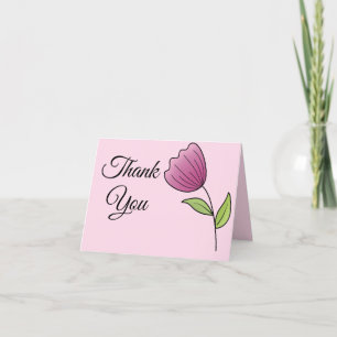Carte De Remerciements Simple Tulipe rose Cuite et personnalisée