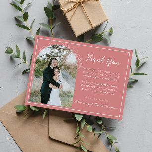 Carte De Remerciements Simplicité Florale 1 Mariage Rose Poussiéreuse