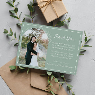 Carte De Remerciements Simplicité Florale 1 Mariage Vert Sauge