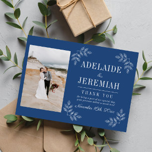 Carte De Remerciements Simplicité Florale 2 Mariage Bleu Vrai