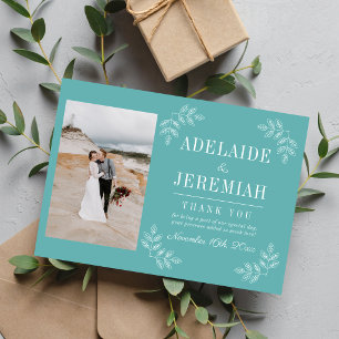 Carte De Remerciements Simplicité Florale 2 Mariage Caribéen Turquoise
