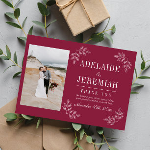 Carte De Remerciements Simplicité Florale 2 Mariage Claret