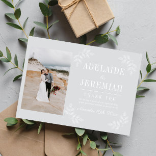 Carte De Remerciements Simplicité Florale 2 Mariage Gris Brume Fraîche