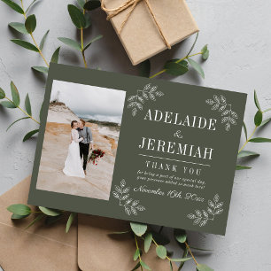 Carte De Remerciements Simplicité Florale 2 Mariage Vert Romarin