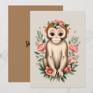 Carte De Remerciements Singe Brown mignon