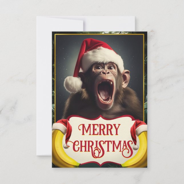 Carte De Remerciements Singe de Noël (Devant)