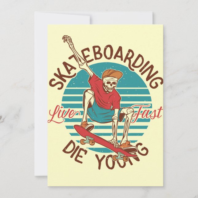 Carte De Remerciements Skateboard Skateboard Live Fast (Devant)