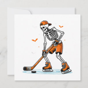 Carte De Remerciements Skeleton Hockey sur glace Halloween garçons Drôle