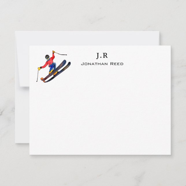 Carte De Remerciements Ski aquarelle personnalisé (Devant)