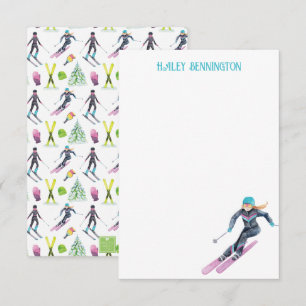 Carte De Remerciements Ski aquarelle personnalisé