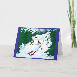 Carte De Remerciements Ski de fond Snowman !