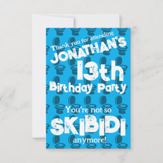 Carte De Remerciements Skibidi Toilet fête d'anniversaire