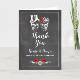 Carte de remerciements Skuls Mariage Halloween rus