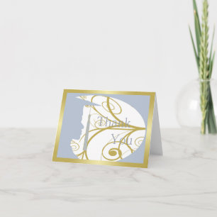 Carte De Remerciements Sky Blue Harvest et Gold Man Silhouette