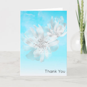 Carte De Remerciements *~* Sky Blue Ombre Clouds Parties scintillant Fleu