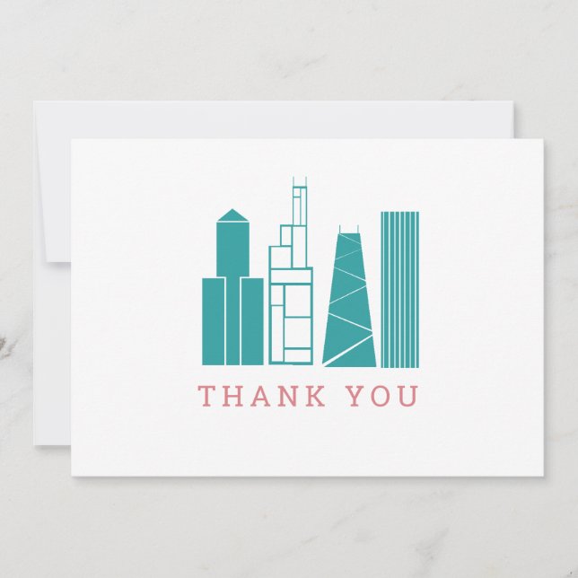 Carte de remerciements Skyline de Chicago (Devant)