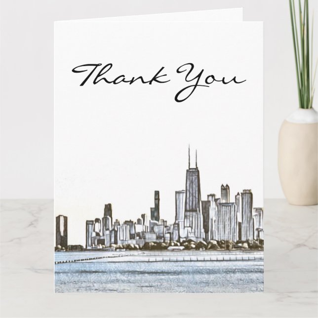 Carte de remerciements Skyline de Chicago (Devant)