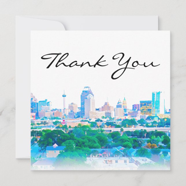 Carte de remerciements Skyline San Antonio (Devant)