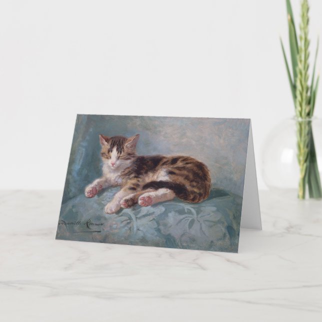 Carte De Remerciements Sleepy Kitten par Henriette Ronner-Knip (Devant)