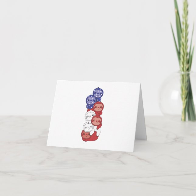 Carte De Remerciements Sloth Pour Le 4 Juillet Drapeau Américain Flag Slo (Devant)
