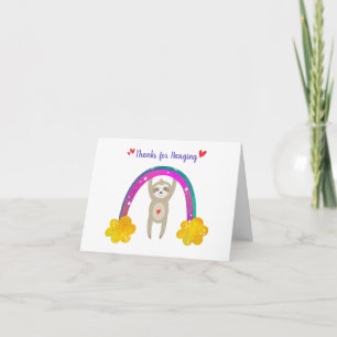 Carte De Remerciements Sloth Rainbow Baby shower Boho mignonne Simple Mod