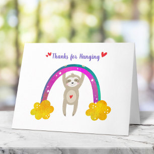 Carte De Remerciements Sloth Rainbow Baby shower Boho mignonne Simple Mod