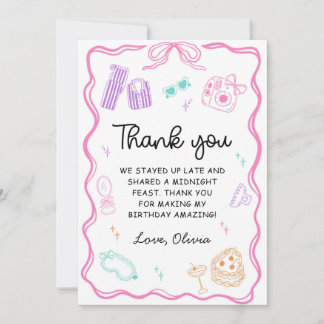 Carte De Remerciements Slumber Sleepover Party Girl Birthday