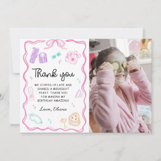 Carte De Remerciements Slumber Sleepover Party Girl Birthday Photo