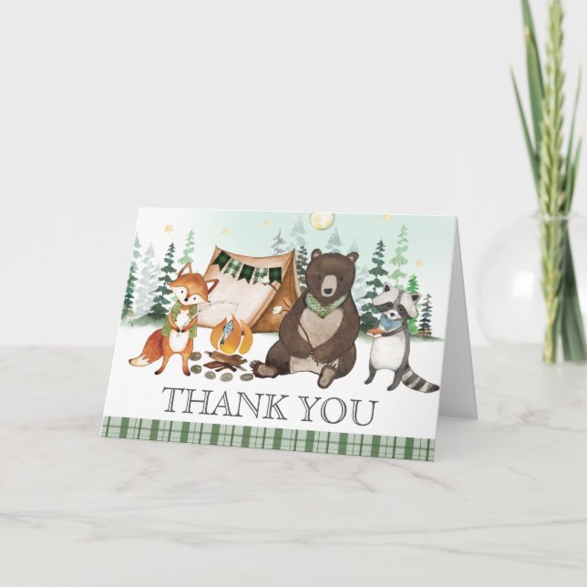 Carte De Remerciements S'more Camping Ours Fox Bonfire Smores Anniversair (Devant)