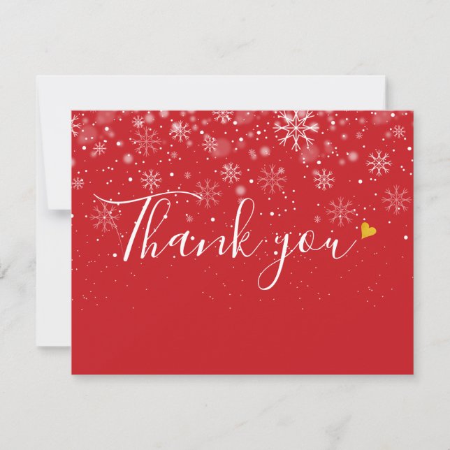 Carte De Remerciements Snowflakes Noël Élégant Script Business (Devant)