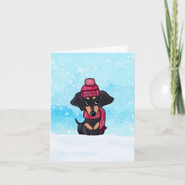 Carte De Remerciements Snowy Dachshund (Devant)