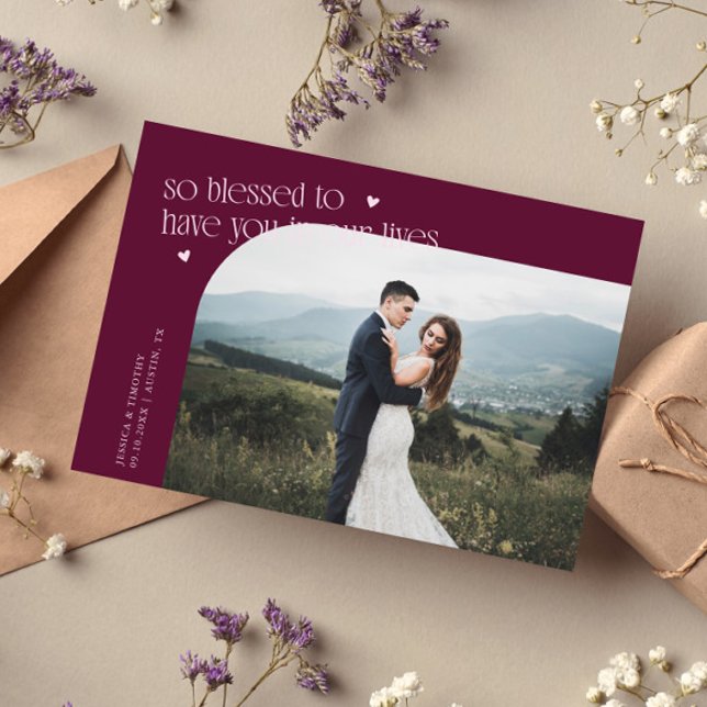 Carte De Remerciements So Blessed Cranberry Wedding Photo (Créateur téléchargé)