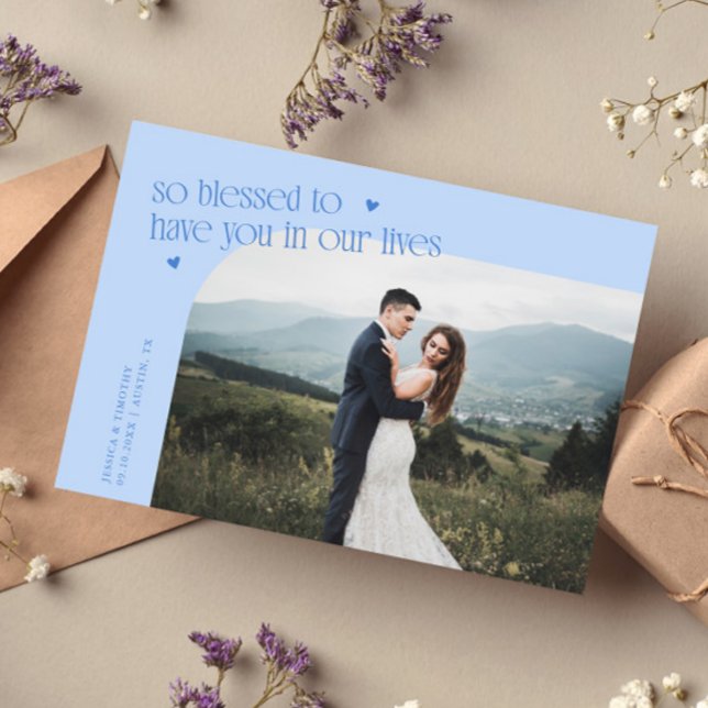 Carte De Remerciements So Blessed Icy Blue Wedding Photo (Créateur téléchargé)
