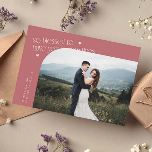 Carte De Remerciements So Blessed Pink Wedding Photo (Créateur téléchargé)