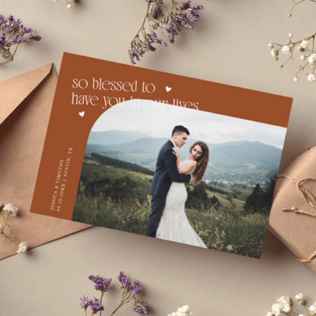 Carte De Remerciements So Blessed Terracotta Wedding Photo (Créateur téléchargé)