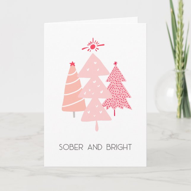 Carte De Remerciements Sobre rose pastel et sapin de Noël brillant (Devant)