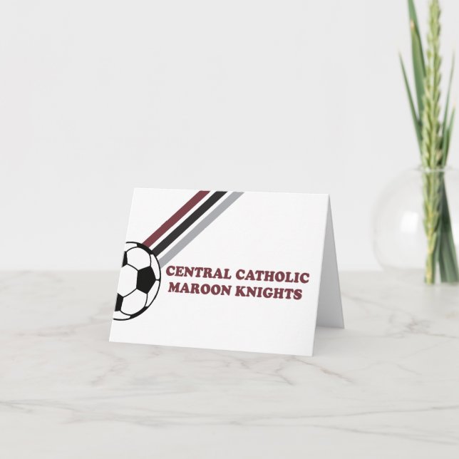 Carte De Remerciements Soccer Maroon Knights Stripes (Devant)