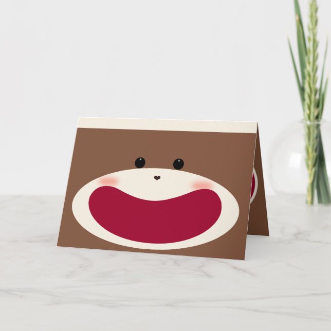 Carte De Remerciements Sock Monkey Smile (Garçon) (Devant)