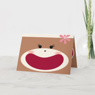 Carte De Remerciements Sock Monkey Smile(Girl)