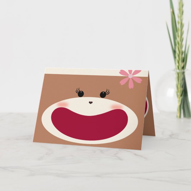 Carte De Remerciements Sock Monkey Smile(Girl) (Devant)