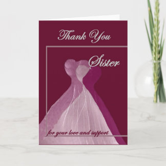 CARTE DE REMERCIEMENTS SŒUR REMERCIEMENTS DE MARIAGE