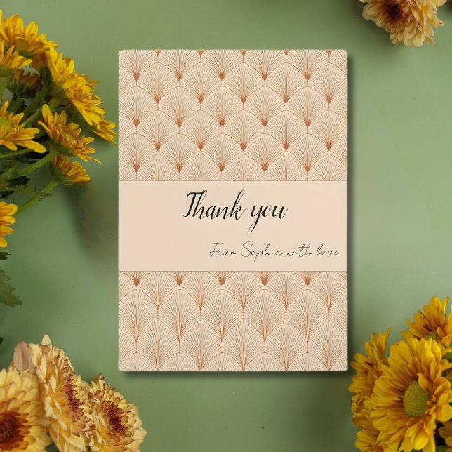 Carte De Remerciements Soft Neutral Art Deco Thank You Card (Custom Text) (Créateur téléchargé)