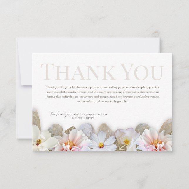 Carte De Remerciements Soft Neutral Floral Funeral Thank You Card (Devant)