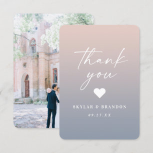 Carte De Remerciements Soft Ombre Blush Rose & Dusty Blue Mariage