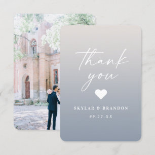 Carte De Remerciements Soft Ombre Gardenia Mariage blanc et bleu foncé