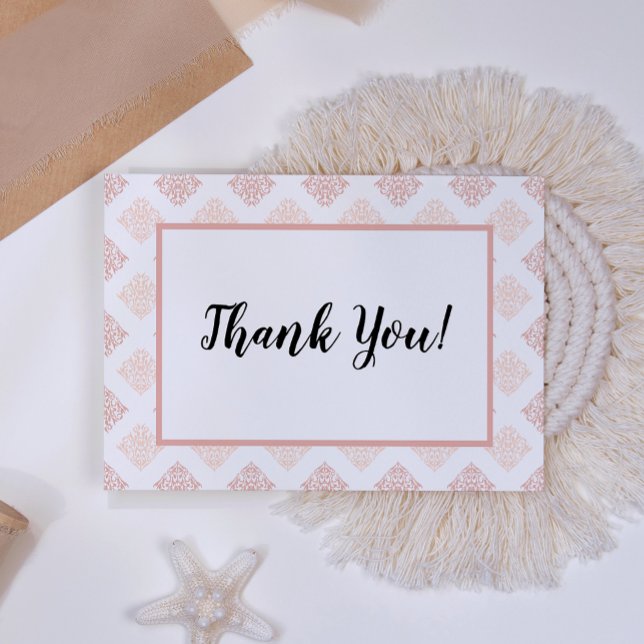 Carte De Remerciements Soft Peachy Blush Damask (Créateur téléchargé)