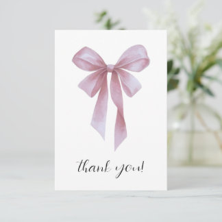 Carte De Remerciements Soft Pink Bow Girl Baby Shower