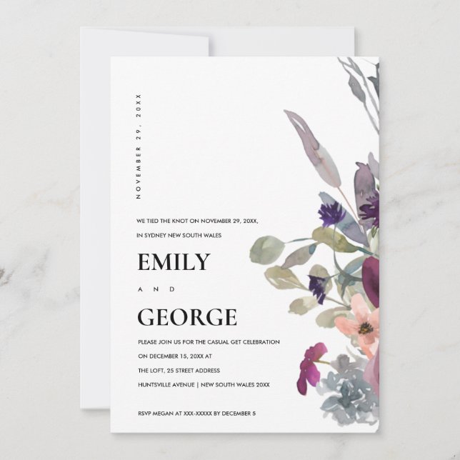 CARTE DE REMERCIEMENTS SOFT PURPLE LILAC FLORAL NOUS AVONS LIÉ L'INVITATI (Devant)